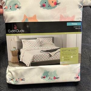 Cuddl Duds Twin Sheet Set - Playful Cat Print